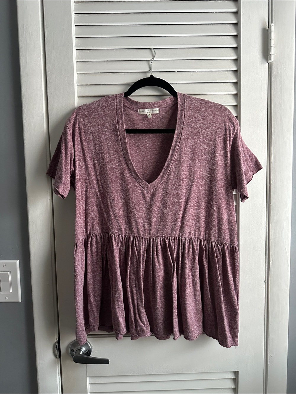 Truly madly deeply peplum top red heathered medium